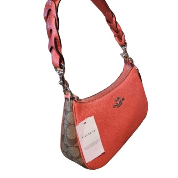 🆕 COACH Teri Shoulder/Crossbody in Silver/Khaki/Tangerine HOT ITEM! - Picture 10 of 16
